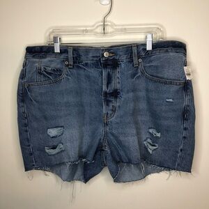 Old Navy Slouchy Straight Hi-Rise Shorts Size 16 NEW Raw Hem